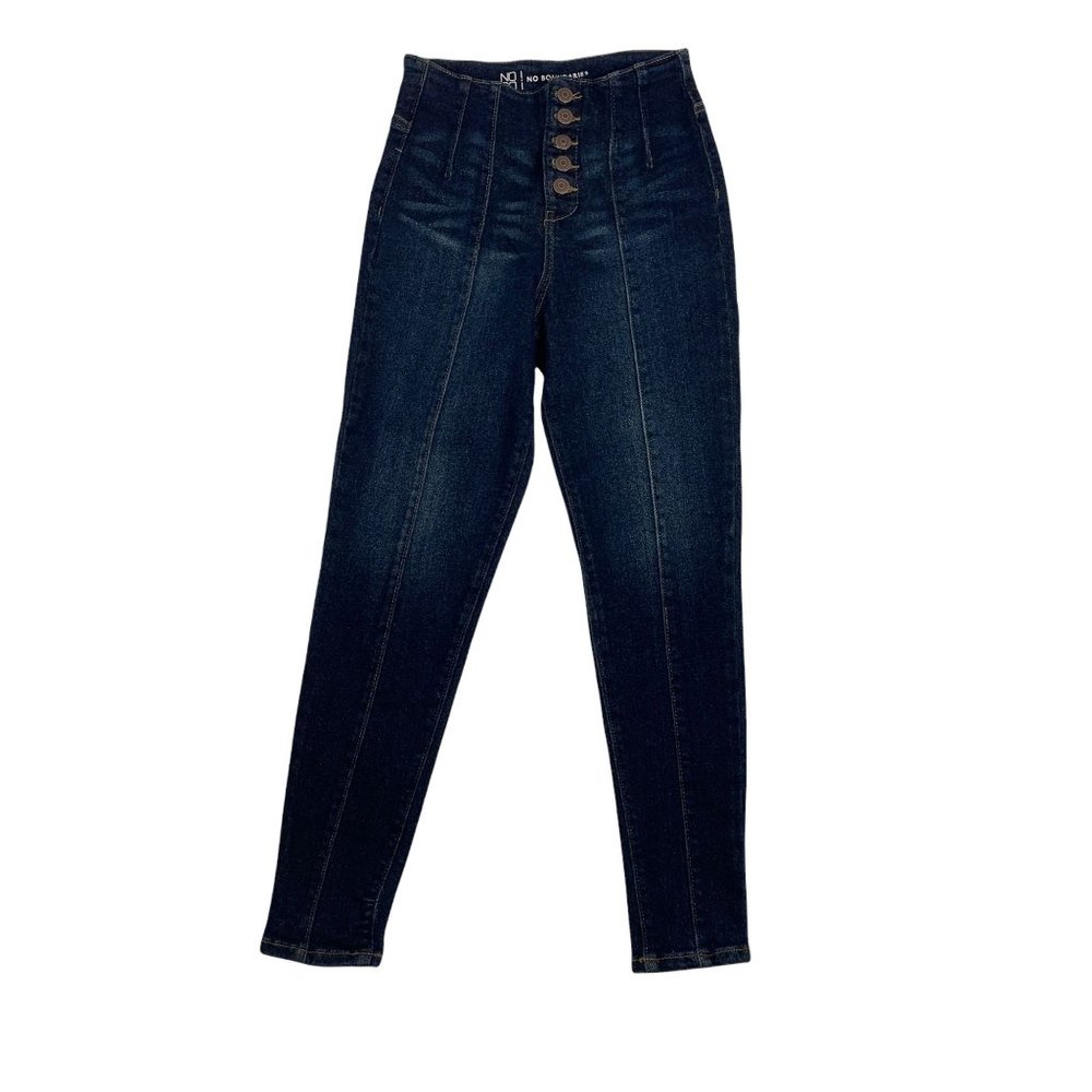 NOBO 5 Jeans High Rise NWOT Button Fly Ankle 24" X 26.5" Dark Wash Stretch